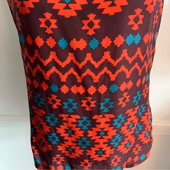 Fossil • Orange Brown Blue Aztec Patterned Tank Top - Picture 3 of 5